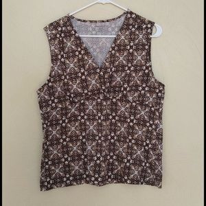 Faux-wrap top in empire waist Tank.